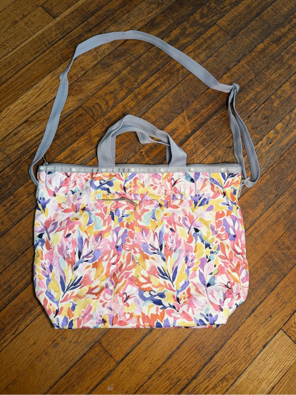 LeSportsac Floral Tote Crossbody Bag Multicolor Watercolor Flowers Shoulder Bag